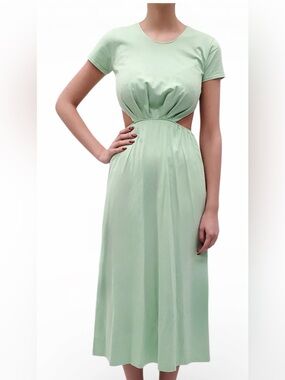 Loulou Studio Mint Green Cutout Maxi Dress Small 6 8 Pima Cotton